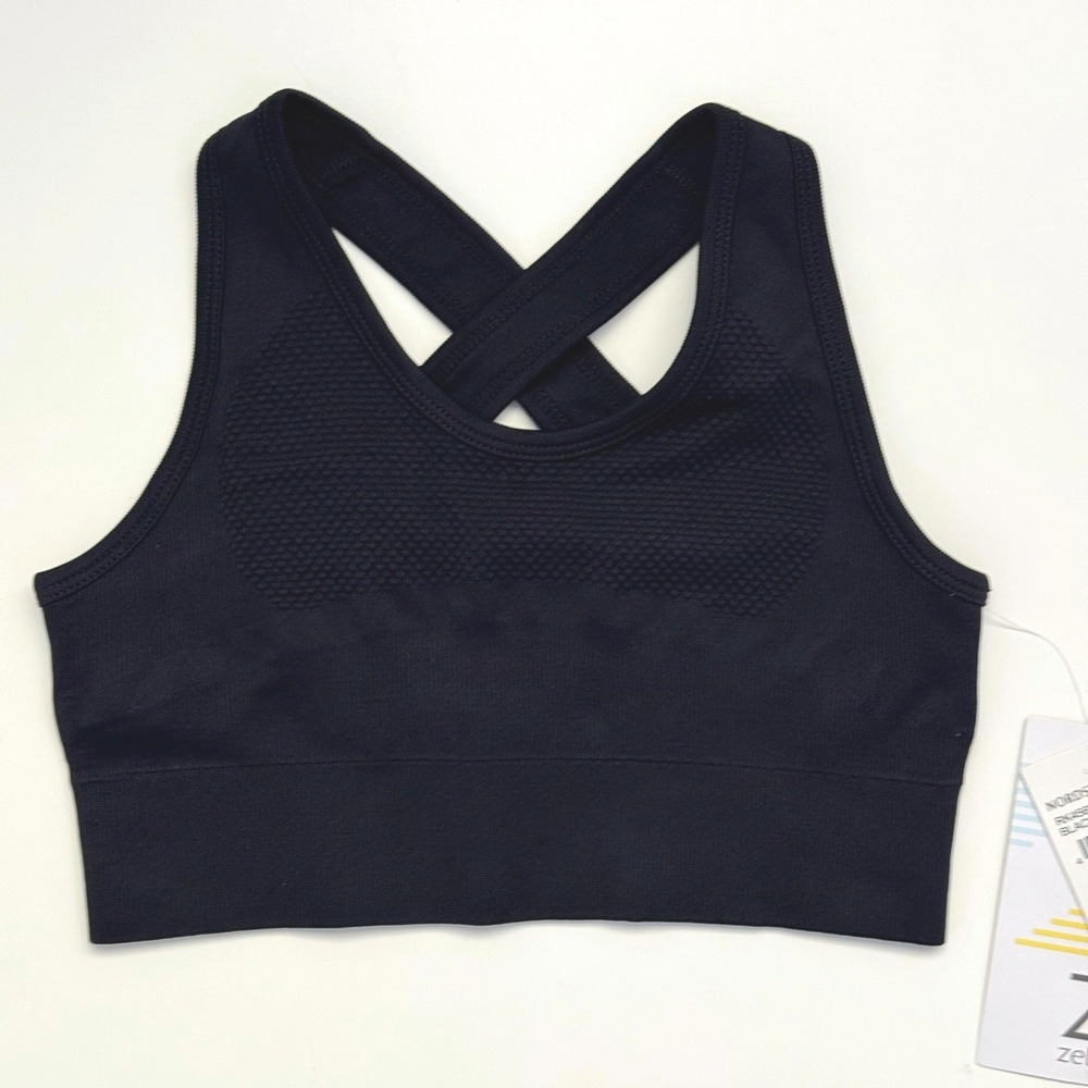 Z by Zella Black Seamless Crisscross Back Sports Bra Womens XS NWT